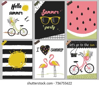 Summer designs for posters, greeting cards and other. Vector illustrations