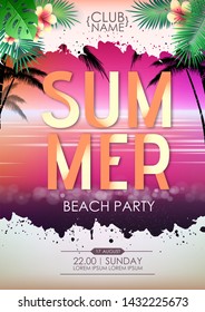 Summer disco cocktail beach party poster. Lettering summer poster.