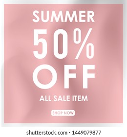 summer discount 50% off.blurred light color background design for promotion. colorful gradient shapes composition. modern template design