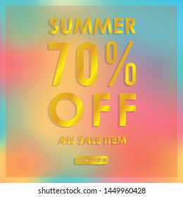 summer discount 70% off.blurred light color background design for promotion. colorful gradient shapes composition. modern template design