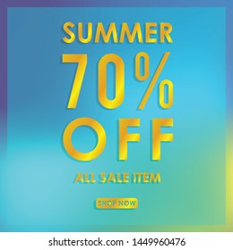 summer discount 70% off.blurred light color background design for promotion. colorful gradient shapes composition. modern template design
