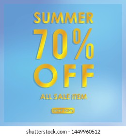 summer discount 70% off.blurred light color background design for promotion. colorful gradient shapes composition. modern template design