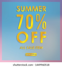 summer discount 70% off.blurred light color background design for promotion. colorful gradient shapes composition. modern template design