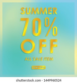 summer discount 70% off.blurred light color background design for promotion. colorful gradient shapes composition. modern template design