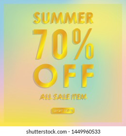 summer discount 70% off.blurred light color background design for promotion. colorful gradient shapes composition. modern template design