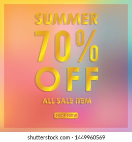 summer discount 70% off.blurred light color background design for promotion. colorful gradient shapes composition. modern template design