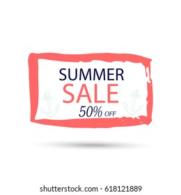Summer discount card design. Can be used for social media sale website, poster, flyer, email, newsletter, ads, promotional material. Mobile banner template.