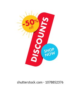 Summer discount label in a shape of discount with sun and sea, isolated sticker