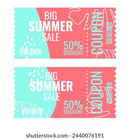Plantilla de diseño de descuento de verano oferta de venta especial. Colores de moda brillantes para la venta de temporada de banner de flyer. Ilustración de vector