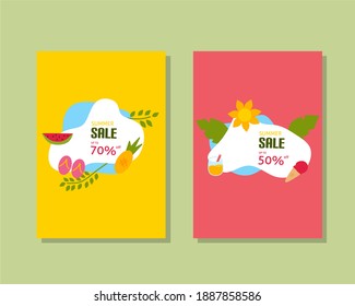 Summer discount poster banner vector. Design for marketing advertisement, e-commerce, and online shop business