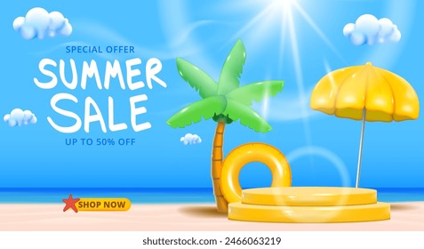 Summer discount promotion banner template design.