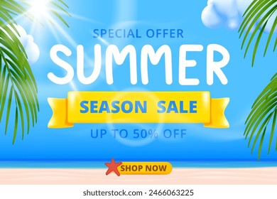 Summer discount promotion banner template design.