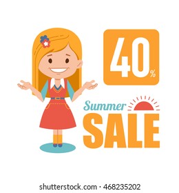 Summer discounts , seasonal sale, vector banner.