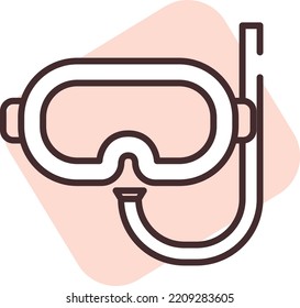 Máscara de buceo de verano, ilustración, vector sobre fondo blanco.