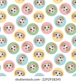 Summer dogs faces with sunglasses seamless patterns. Printable digital papers. Seamless funny puppy pattern background.