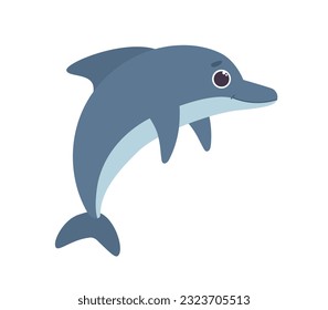 Summer dolphin vector concept. Biology and zoology. Underwater fauna and wild life. Sea and ocean. Poster or banner for website. Cartoon flat illustration isolated on white background