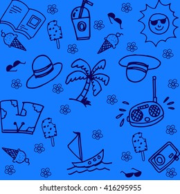 summer of doodle with blue backgrounds for kids