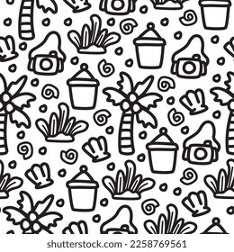 Summer doodle cartoon pattern illustration design