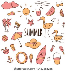 Summer Doodle Element Set Graphic Illustration