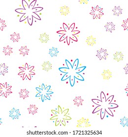 Summer doodle floral pattern. Seamless vector texture. Hand drawn doodle floral vector background. Modern abstract doodle design. Trendy abstract Seamless background. Simple floral vector illustration