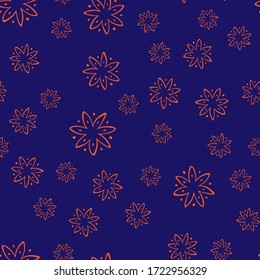Sommerdoodle Blumenmuster. Nahtlose Vektorstruktur. Handgezeichnete Doodle, floraler Vektorhintergrund. Modernes abstraktes Doodle-Design. Trendy abstrakter, nahtloser Hintergrund. Einfache florale Vektorgrafik