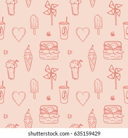 Summer doodle food seamless pattern
