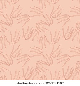 Summer doodle grasss seamless pattern. Modern nature botanical wallpaper. Design for fabric, textile print, wrapping, cover. Cute simple vector illustration.