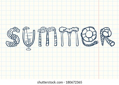 Summer doodle hand-drawn lettering