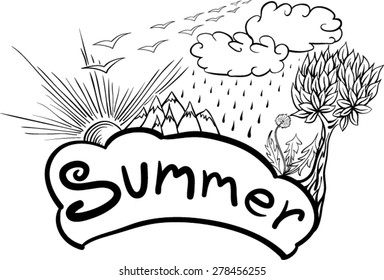 Summer doodle hand-drawn lettering