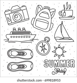 Summer doodle illustration set