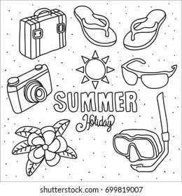 Summer doodle illustration set