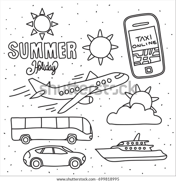 Summer doodle illustration\
set