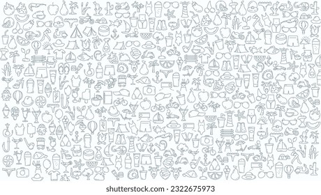 summer doodle line icon background. summer doodle line icon background