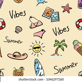 summer doodle seamless background