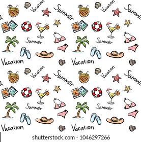 summer doodle seamless background