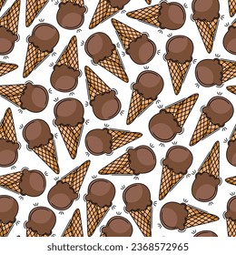 Summer doodle seamless pattern with ice creams