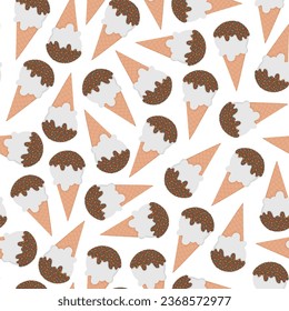 Summer doodle seamless pattern with ice creams