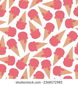 Summer doodle seamless pattern with ice creams