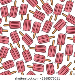 Summer doodle seamless pattern with ice creams