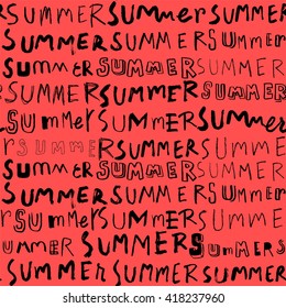 summer doodle seamless pattern,summer lettering background,repeat pattern