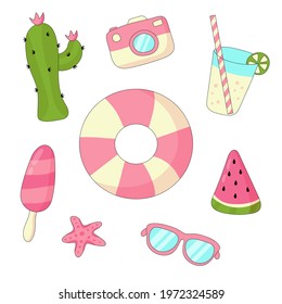 Summer doodle set. Vector illustration
