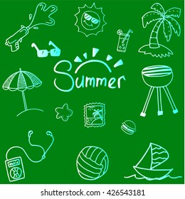 Summer doodle vector art with green backgrounds