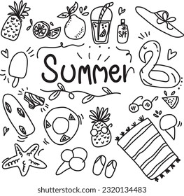 summer doodle vector art illustration