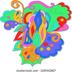 Summer Doodles with flowers and swirl on a white background. Separate Doodle elements for drawing.