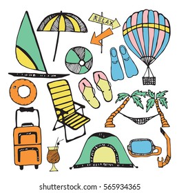 Summer Doodles. Summer Icon Set.