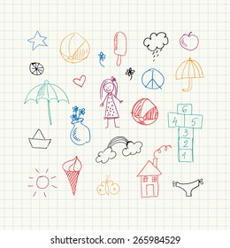 Summer doodles set