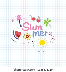 Summer Doodles. Set of summer doodle on white background. Vector illustration eps 10.