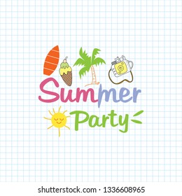 Summer Doodles. Set of summer doodle on white background. Vector illustration eps 10.