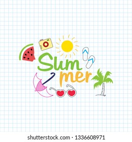 Summer Doodles. Set of summer doodle on white background. Vector illustration eps 10.