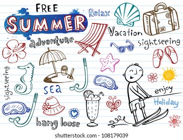 Summer doodles, vector illustrations